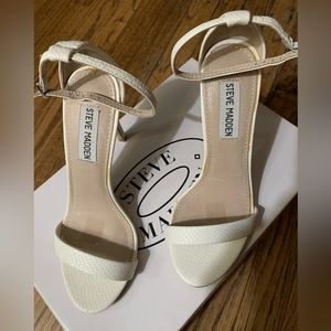 Steve Madden Stecy White Snake Ankle Strap Heels